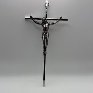 VTG Silver Crucifix Cross Wall‎ Decor Made in USA
